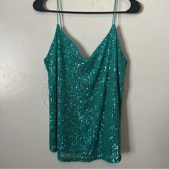 Fashion Nova Tops - NWT Fashion Nova Turquoise Seffani Sequin Spaghetti-Strap Cami Size 2X